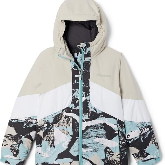🆕Columbia Girl's Horizon Ride II Jacket- Youth L-Shark Geoglacial/Dark Stone/Wh - Picture 1 of 3